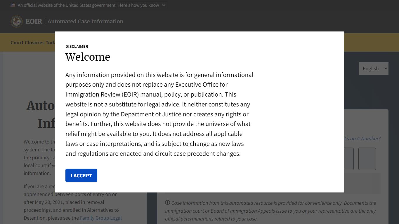 Automated Case Information - United States Department of Justice